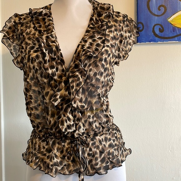 Warehouse Tops - Warehouse 100% silk leopard blouse NBW new